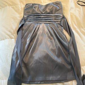 As U Wish Gray Pleated Strapless Cocktail Dress